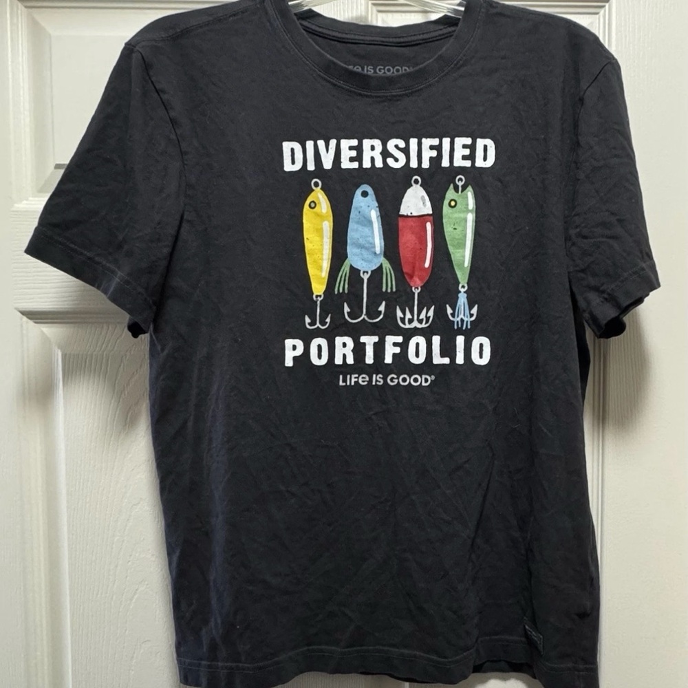 Life Is Good Black Short Sleeve Tee with Colorful Design